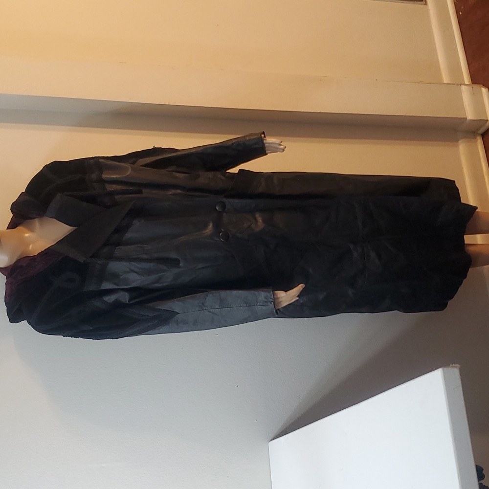 Otello Pelle leather coat with hood size Large